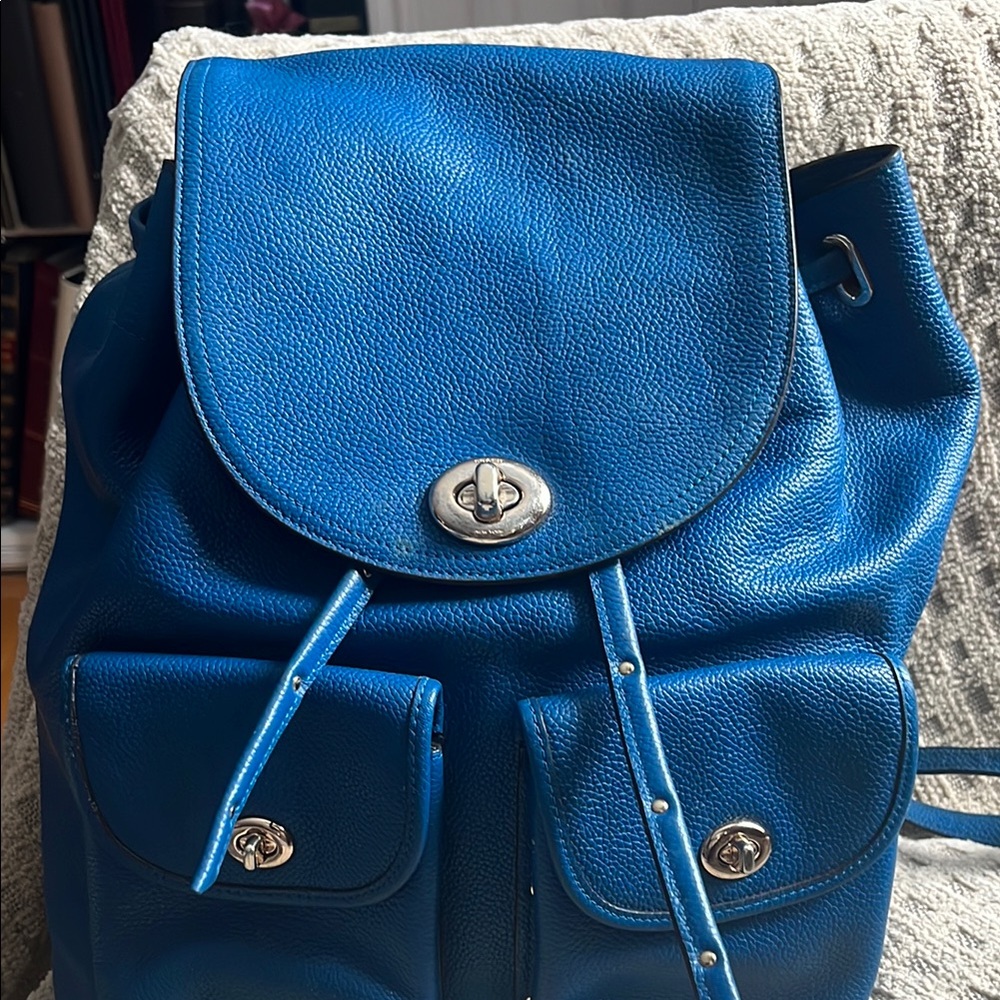 Coach blue all leather backpack
